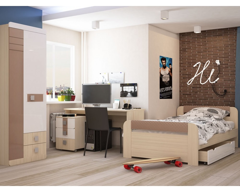 Стол письменный Стиль с ящиками Кофе с молоком-4