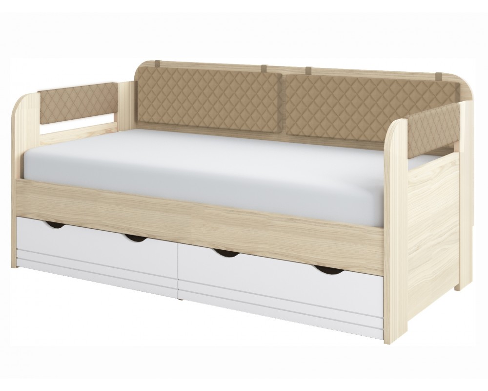 Кровать-тахта малая Стиль Кофе с подушками-0