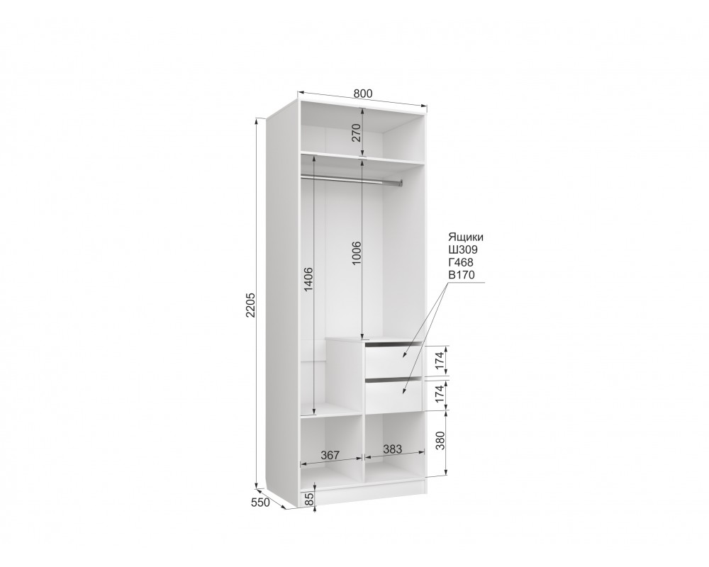 Шкаф двухдверный Чарли Белый-2