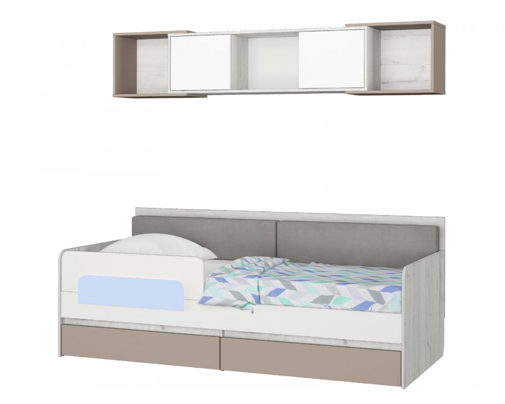 Кровать-тахта Зефир голубой с подушками с бортиком-4