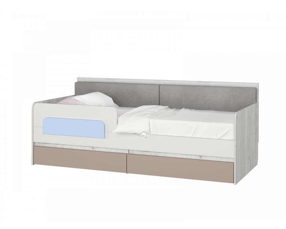 Кровать-тахта Зефир голубой с подушками с бортиком-0