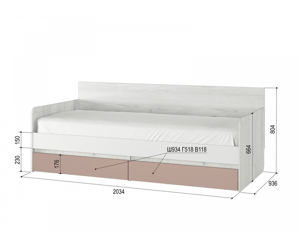 Кровать-тахта Зефир голубой с подушками-1