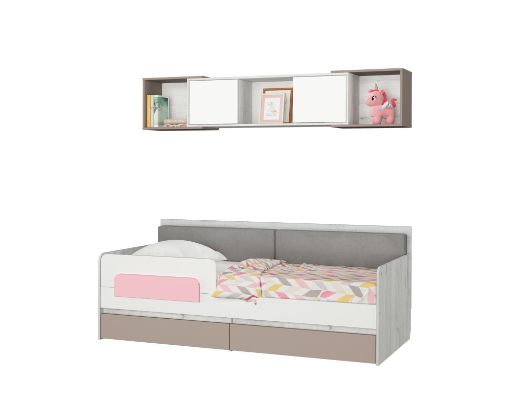 Кровать-тахта Зефир розовый с подушками с бортиком-6