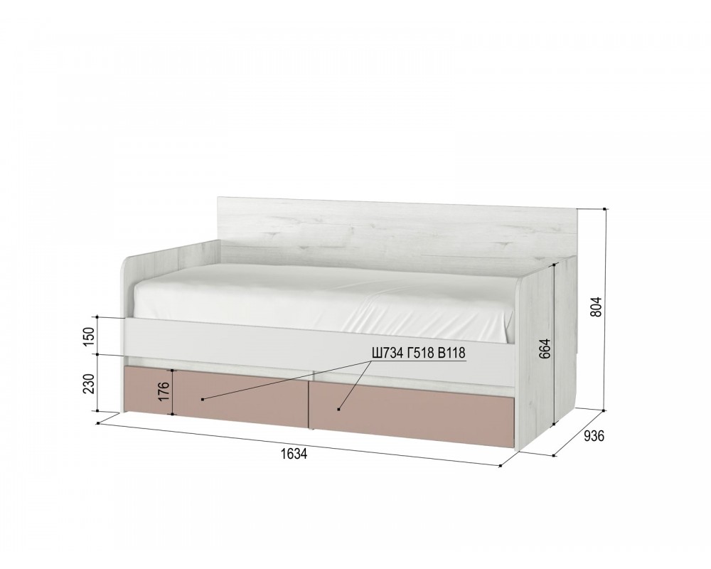 Кровать-тахта Зефир голубой малая-1