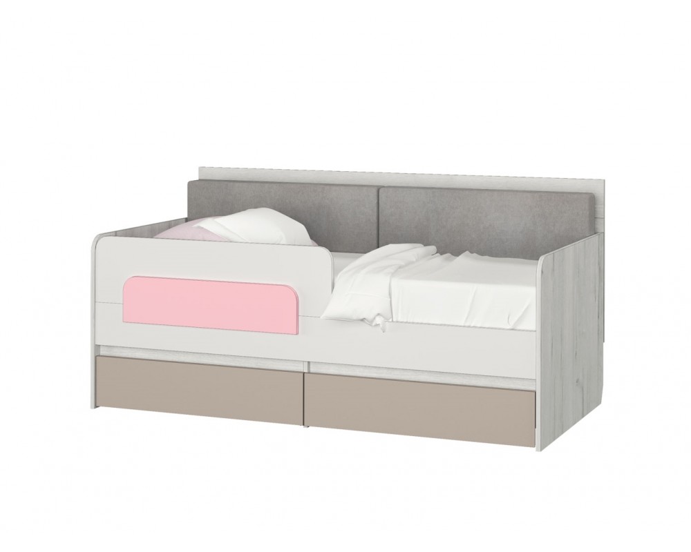 Кровать-тахта Зефир розовый малая с подушками с бортиком-0