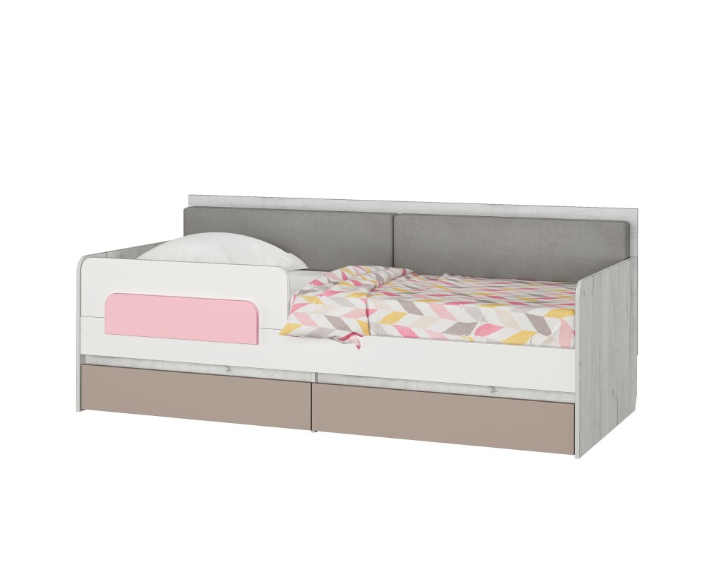 Кровать-тахта Зефир розовый с подушками с бортиком-0