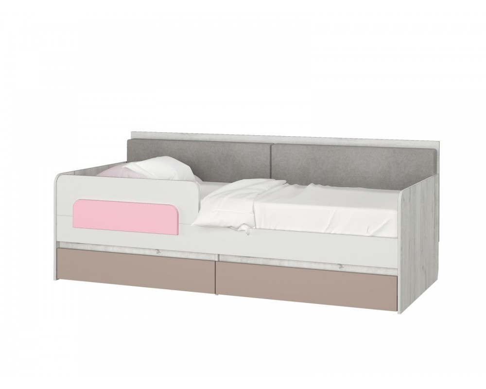 Кровать-тахта Зефир розовый с подушками с бортиком-3